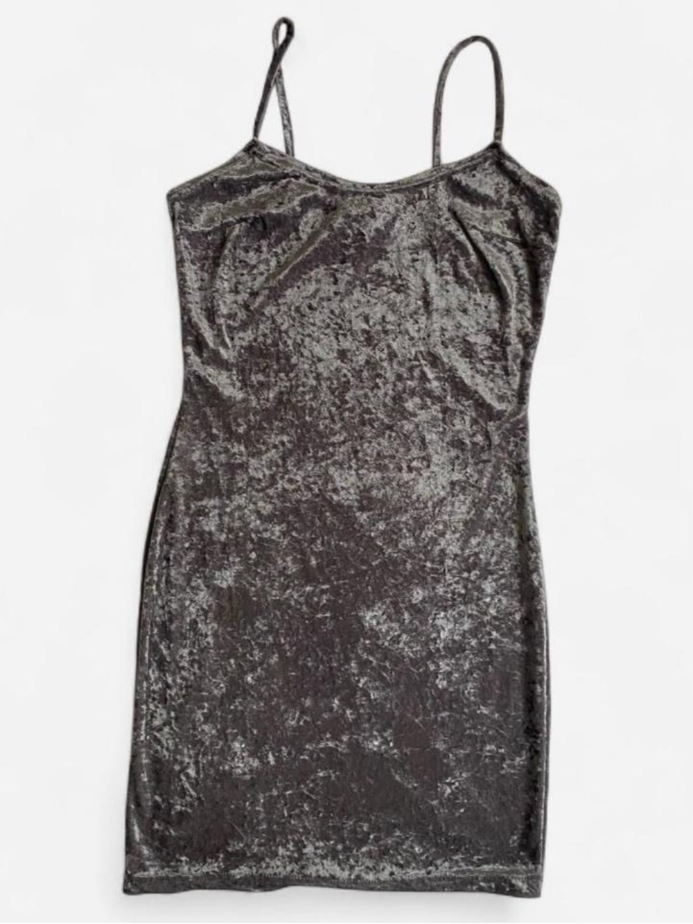 Vintage 90s gray crushed velvet mini slip dress